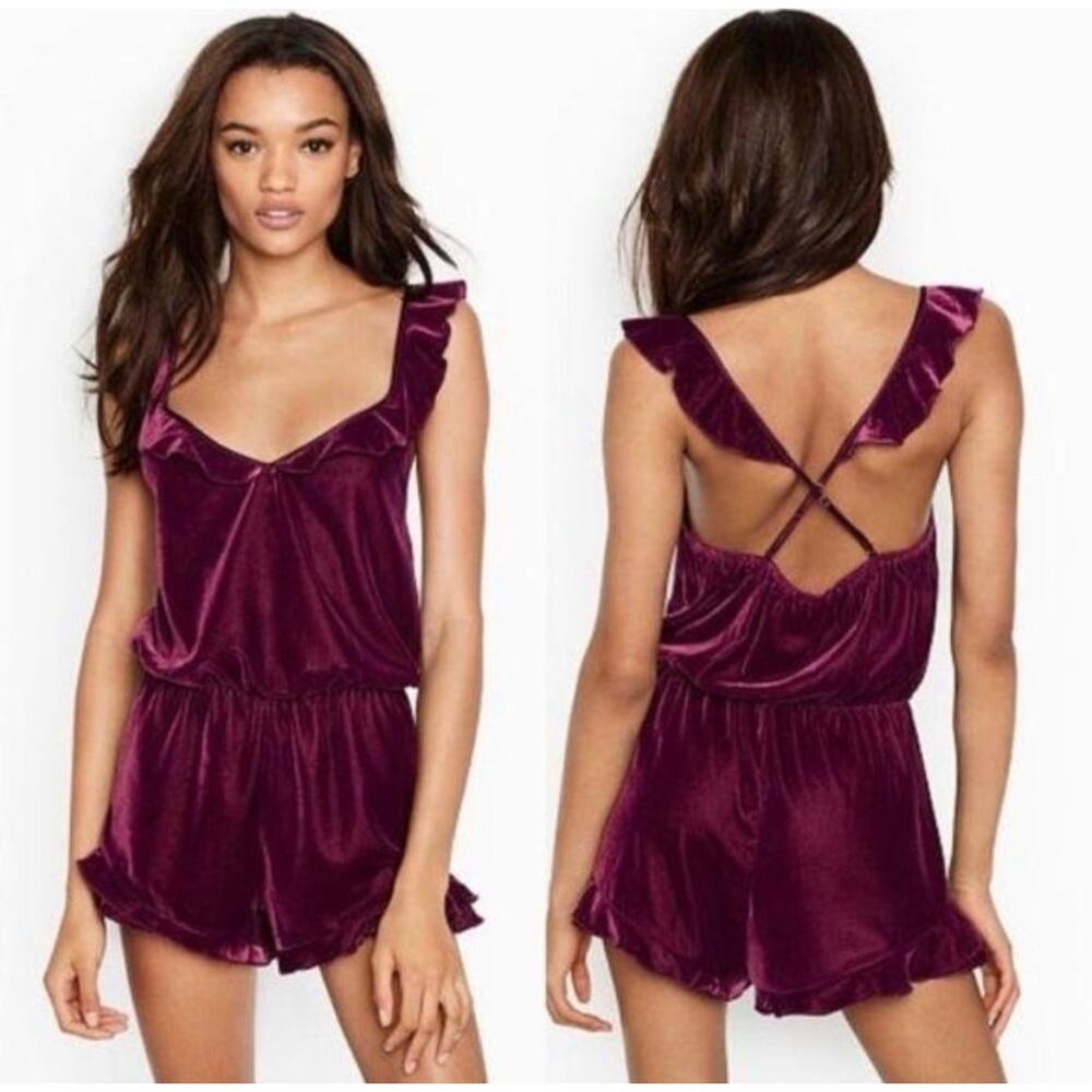 VICTORIA'S SECRET | Velvet Ruffle Romper | S